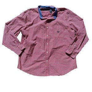 CHAPS Easy Care Red & White Long Sleeve Button Down Size XL